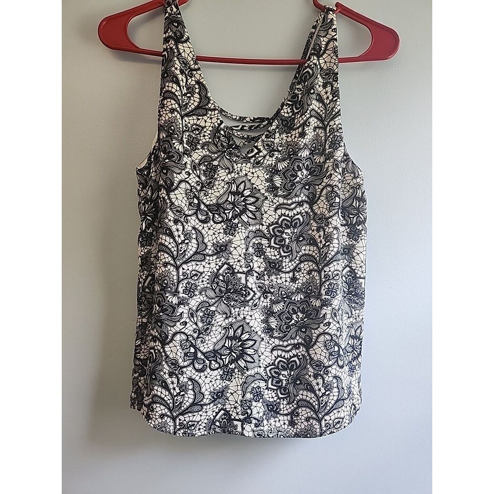 Express Tank Top‎ Womens XS Paisley Sleeveless Blouse Black Ivory